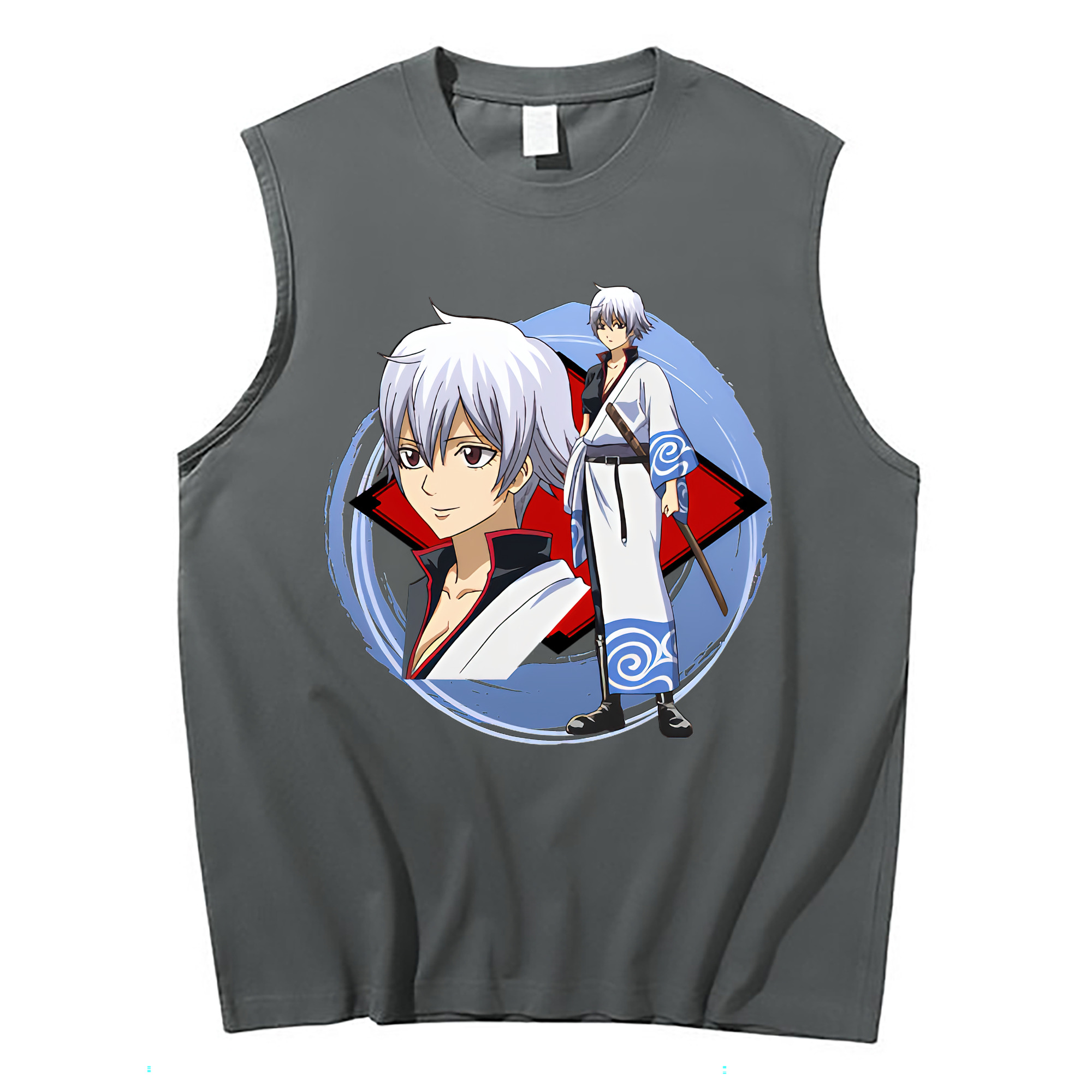 （画像用） ぎんたま 坂田銀時（さかたぎんとき） 神楽 志村新八（しむら しんぱち） GINTAMA Sakata Gintoki Kagura Shimura Shinpachi コットン100％タンクトップ（フロントプリント）